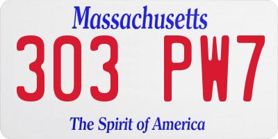 MA license plate 303PW7