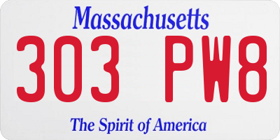 MA license plate 303PW8