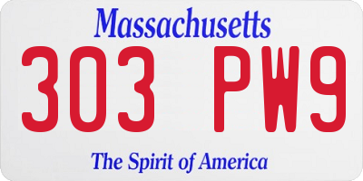 MA license plate 303PW9