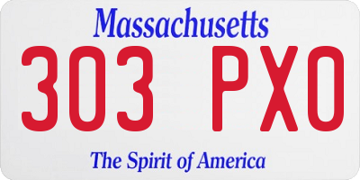 MA license plate 303PX0