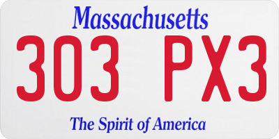 MA license plate 303PX3