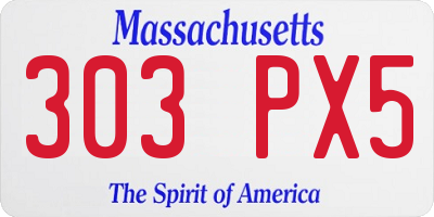 MA license plate 303PX5