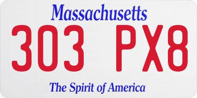 MA license plate 303PX8