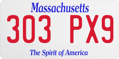 MA license plate 303PX9