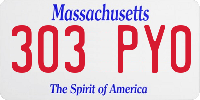 MA license plate 303PY0