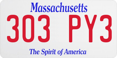 MA license plate 303PY3