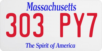 MA license plate 303PY7