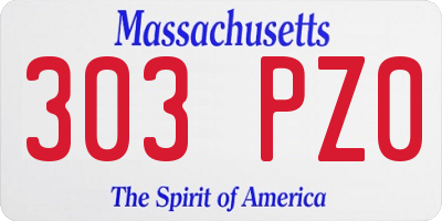 MA license plate 303PZ0