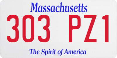 MA license plate 303PZ1