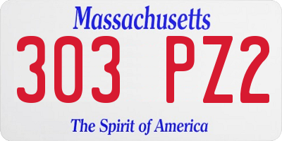 MA license plate 303PZ2
