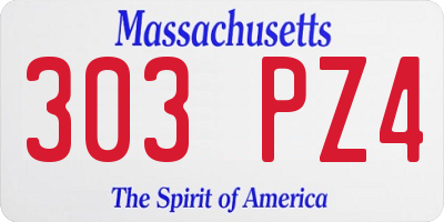 MA license plate 303PZ4