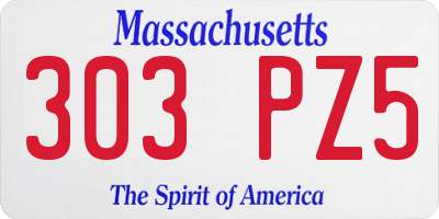 MA license plate 303PZ5