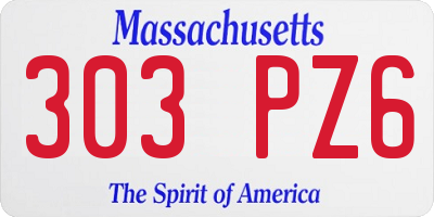 MA license plate 303PZ6