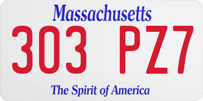 MA license plate 303PZ7
