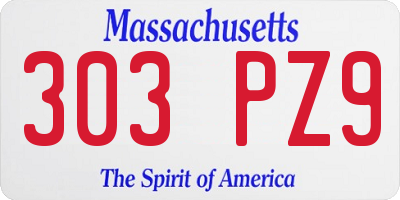 MA license plate 303PZ9