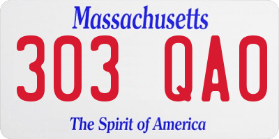 MA license plate 303QA0