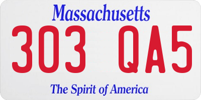 MA license plate 303QA5
