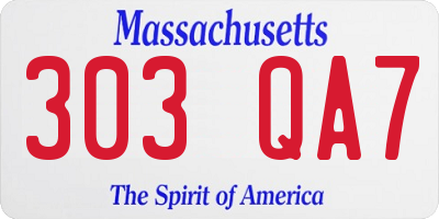 MA license plate 303QA7