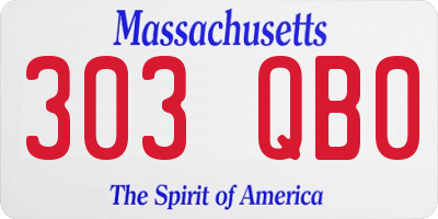 MA license plate 303QB0