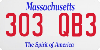 MA license plate 303QB3