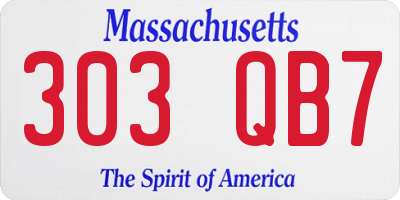 MA license plate 303QB7