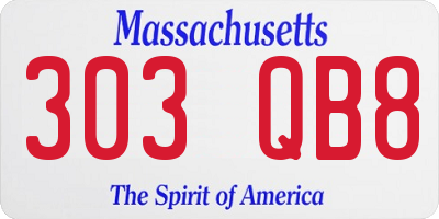 MA license plate 303QB8