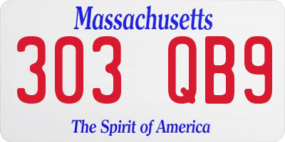 MA license plate 303QB9
