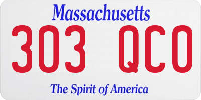 MA license plate 303QC0