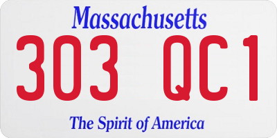 MA license plate 303QC1