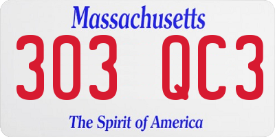 MA license plate 303QC3