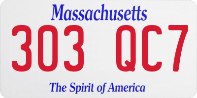 MA license plate 303QC7