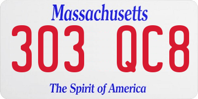 MA license plate 303QC8