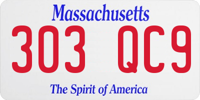 MA license plate 303QC9