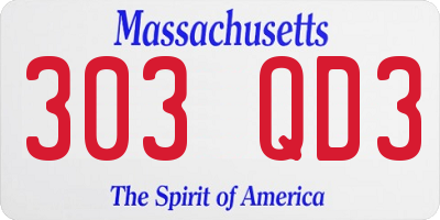 MA license plate 303QD3