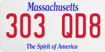 MA license plate 303QD8