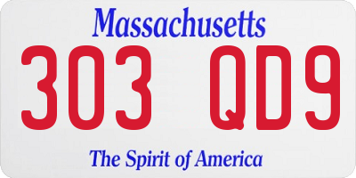 MA license plate 303QD9