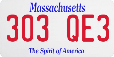 MA license plate 303QE3