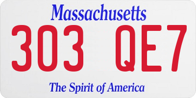 MA license plate 303QE7