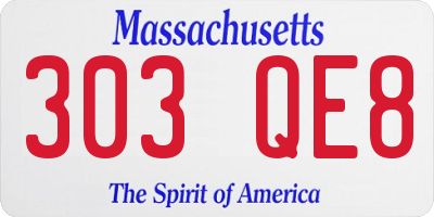 MA license plate 303QE8