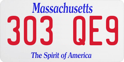MA license plate 303QE9