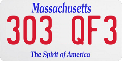 MA license plate 303QF3