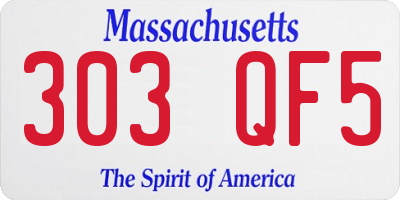 MA license plate 303QF5