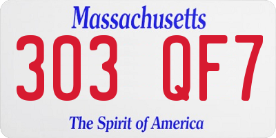 MA license plate 303QF7