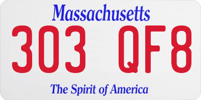 MA license plate 303QF8
