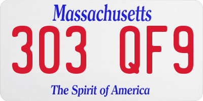 MA license plate 303QF9
