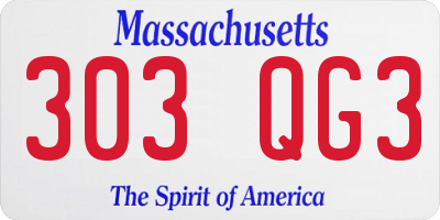 MA license plate 303QG3