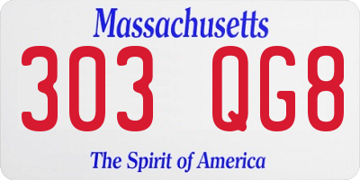 MA license plate 303QG8