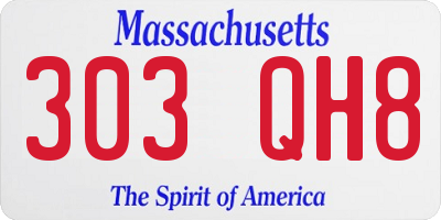 MA license plate 303QH8