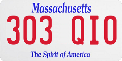 MA license plate 303QI0