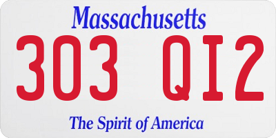MA license plate 303QI2